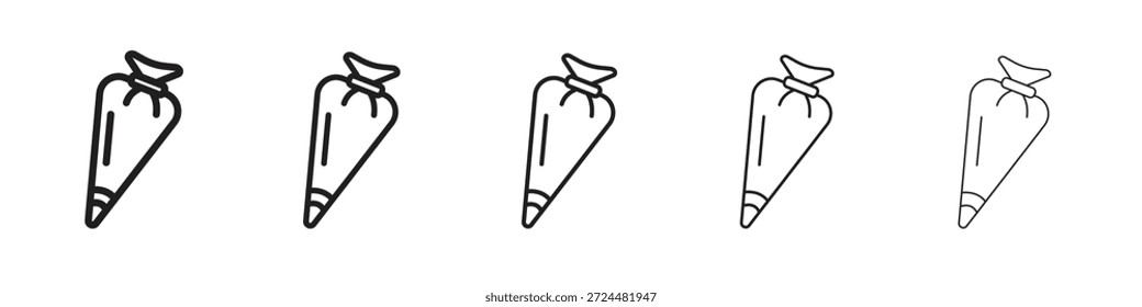 Diseño de icono de bolsita de pastelería en estilo de trazo editable delgado para trabajo gráfico