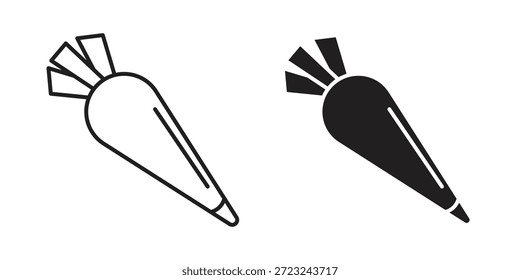 Contorno del icono de la bolsita de pastel y muestra de Vector sólido, pictogramas lineales