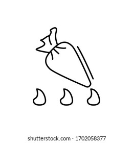 Icono de bolso de pastelería. Línea simple, contorno vectorial elementos del objeto de cocina para ui y ux, sitio web o aplicación móvil
