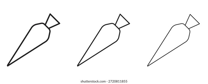 Símbolo de línea delgada del icono de la bolsita de pastel en el fondo blanco, Ilustración vectorial editable del movimiento