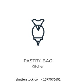 Pastry bag icon. Thin linear pastry bag outline icon isolated on white background from kitchen collection. Line vector sign, symbol for web and mobile