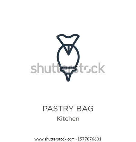 Pastry bag icon. Thin linear pastry bag outline icon isolated on white background from kitchen collection. Line vector sign, symbol for web and mobile