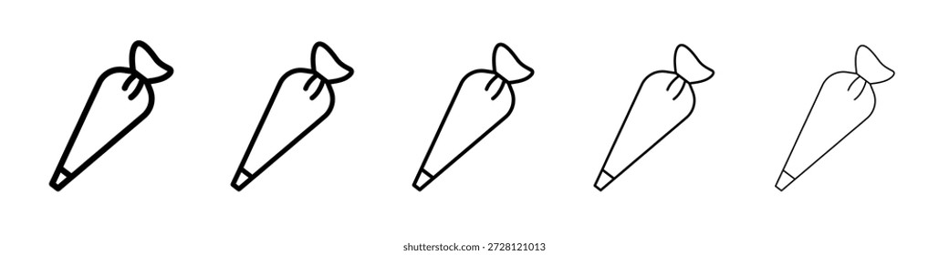 Pastry bag icon vector in editable stroke linear pictogram