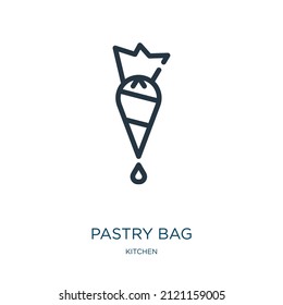 pastry bag thin line icon. pastry, meal linear icons from kitchen concept isolated outline sign. Vector illustration symbol element for web design and apps.