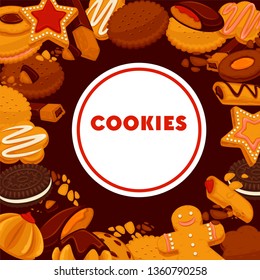 Pastry or bakery cooking cookies shop confectionery emblem star and circle gingerbread man and strawberry jam chocolate tube wheat flour frame crumbles eclair store baking food vanilla taste