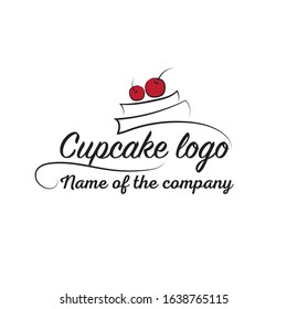 pastry and bakery cupcake logo with cherry