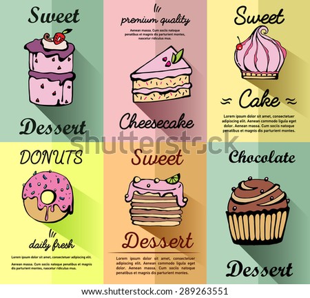 Pastry Bakery Desserts Mini Poster Set Stock Vector Royalty Free