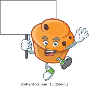 Pastry brioche mascot with bring board cartoon character
