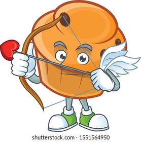Pastry brioche mascot with cupid cartoon character