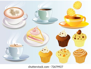 pastry cafe icon set