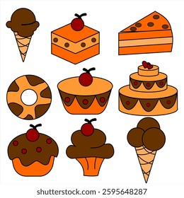 pastry cake bundling vector design illustration