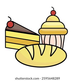 pastry cake bundling vector design illustration