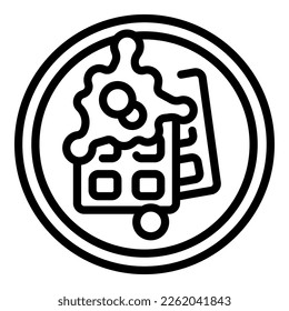 Pastry cake icon outline vector. Belgian waffle. Bakery menu