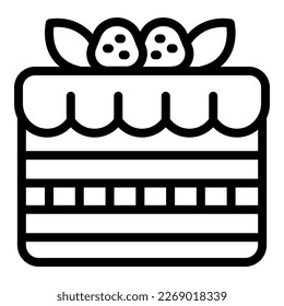 Pastry cake icon outline vector. Cream food. Sweet dessert