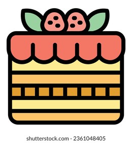 Pastry cake icon outline vector. Cream food. Sweet dessert color flat