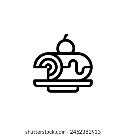 pastry cake roll outline icon and illustration