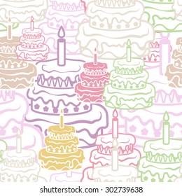 Pastry, cake, seamless background, vector illustration