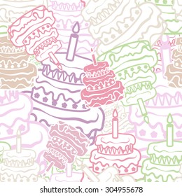 Pastry, cake, seamless background, vector illustration