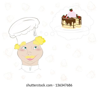 Pastry and cake with strawberries.