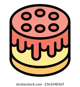 Pastry cheesecake icon outline vector. Cake dessert. Sugar fruit color flat