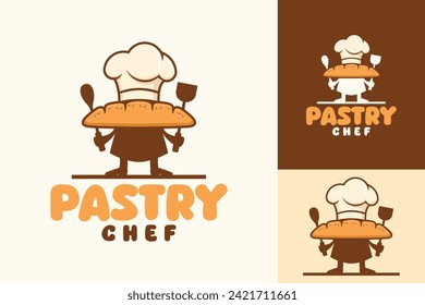 Pastry Chef Mascot Bread Kitchen Logo Design
