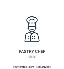 Pastry chef outline vector icon. Thin line black pastry chef icon, flat vector simple element illustration from editable user concept isolated stroke on white background