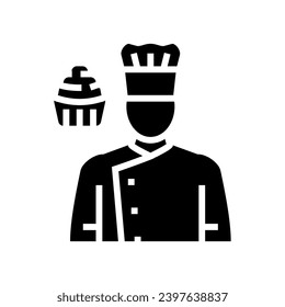 pastry chef restaurant glyph icon vector. pastry chef restaurant sign. isolated symbol illustration