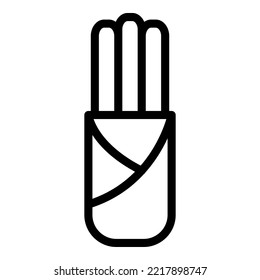 Vector de contorno de icono del churro de la pasta. Comida de chocolate. Pastel dulce