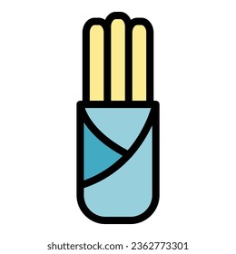Pastry churro icon outline vector. Chocolate food. Sweet cake color flat