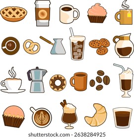 pastry and coffee icon set vector illustration