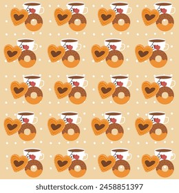 Pastry and coffee pattern. Breakfast pattern for wallpaper, surface design and fabric pattern