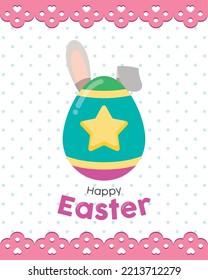 Pastry colored happy easter poster Vector