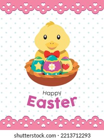 Pastry colored happy easter poster Vector