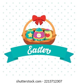 Pastry colored happy easter poster Vector
