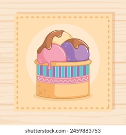 Ilustración vectorial de helado de color pastelería