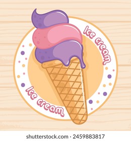 Pastry colored ice cream Vector illustration