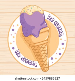 Pastry colored ice cream Vector illustration