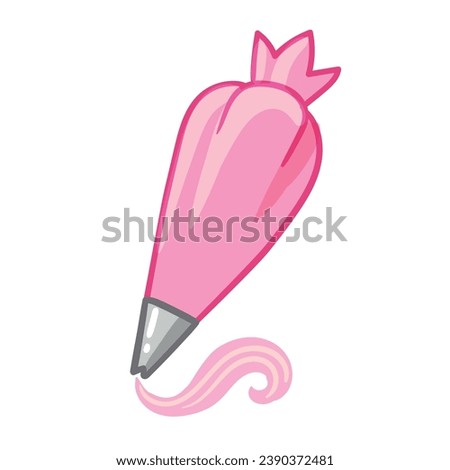 Pastry cream bag vector illustration . Cake decorating tools in cartoon style.