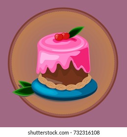 Pastry desserts or bakery shop vector emblem