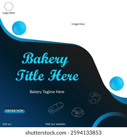 Pastry desserts, bread and bakery graphics banner design. Social media curve design. Post for advertising.