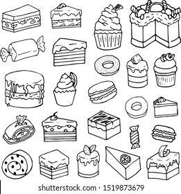 Pastry Desserts Doodles Cartoon Clipart