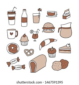 Pastry Doodle Element Set Graphic Illustration