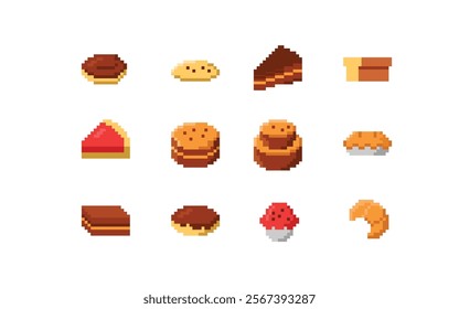 pastry food pixel art style