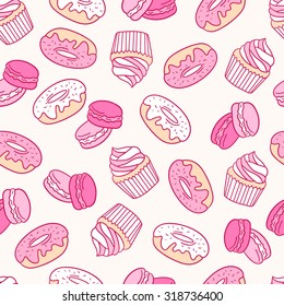 Pastry hand drawn seamless