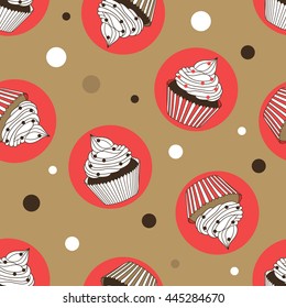 Pastry hand drawn seamless pattern. Doodle background collection confections. Icon set vector