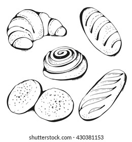 Pastry hand drawn set, vector collection