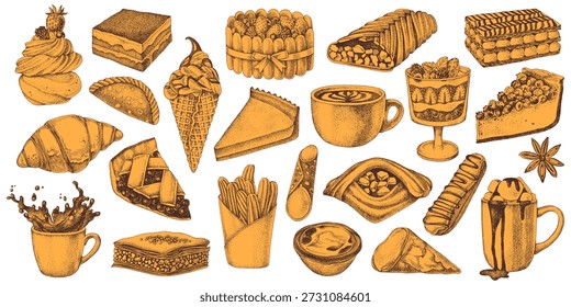 Pastelería dibujado a mano colección de Vector