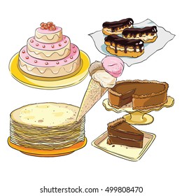 Pastry and ice cream