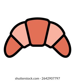Pastry icon flat line style illustration representing baked goods with sweet or savory fillings, suitable for bakery, culinary, and food-related projects