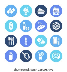 Pastry icon set and flour with milk can, whisk and fortune cookie. Dishware related pastry icon vector for web UI logo design.